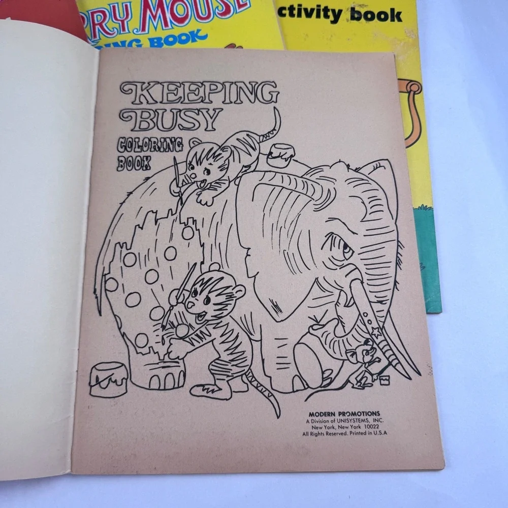 Vintage lot of 10 Coloring Books Activity Books Most Unused
